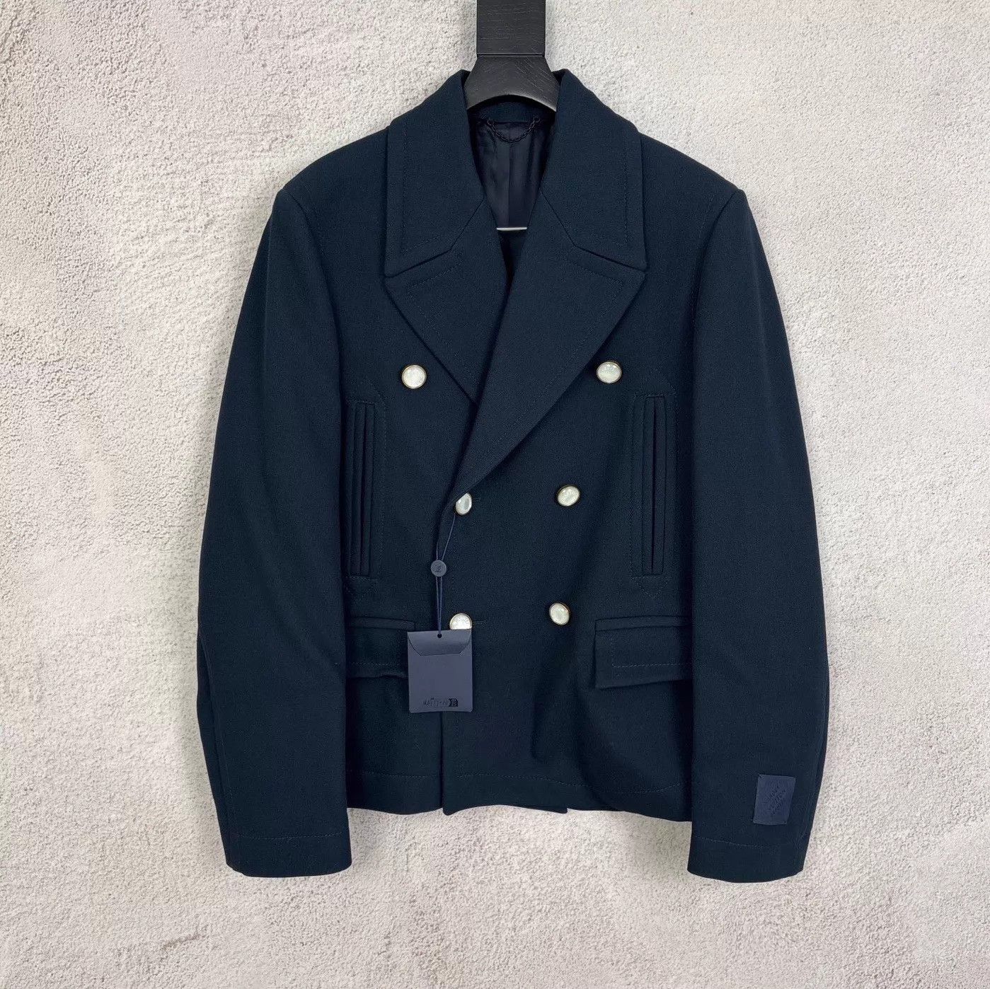 Louis Vuitton LV Solid Navy Blue Double Row Pearl Button Blazer Size US M / EU 48-50 / 2 - 1 Thumbnail