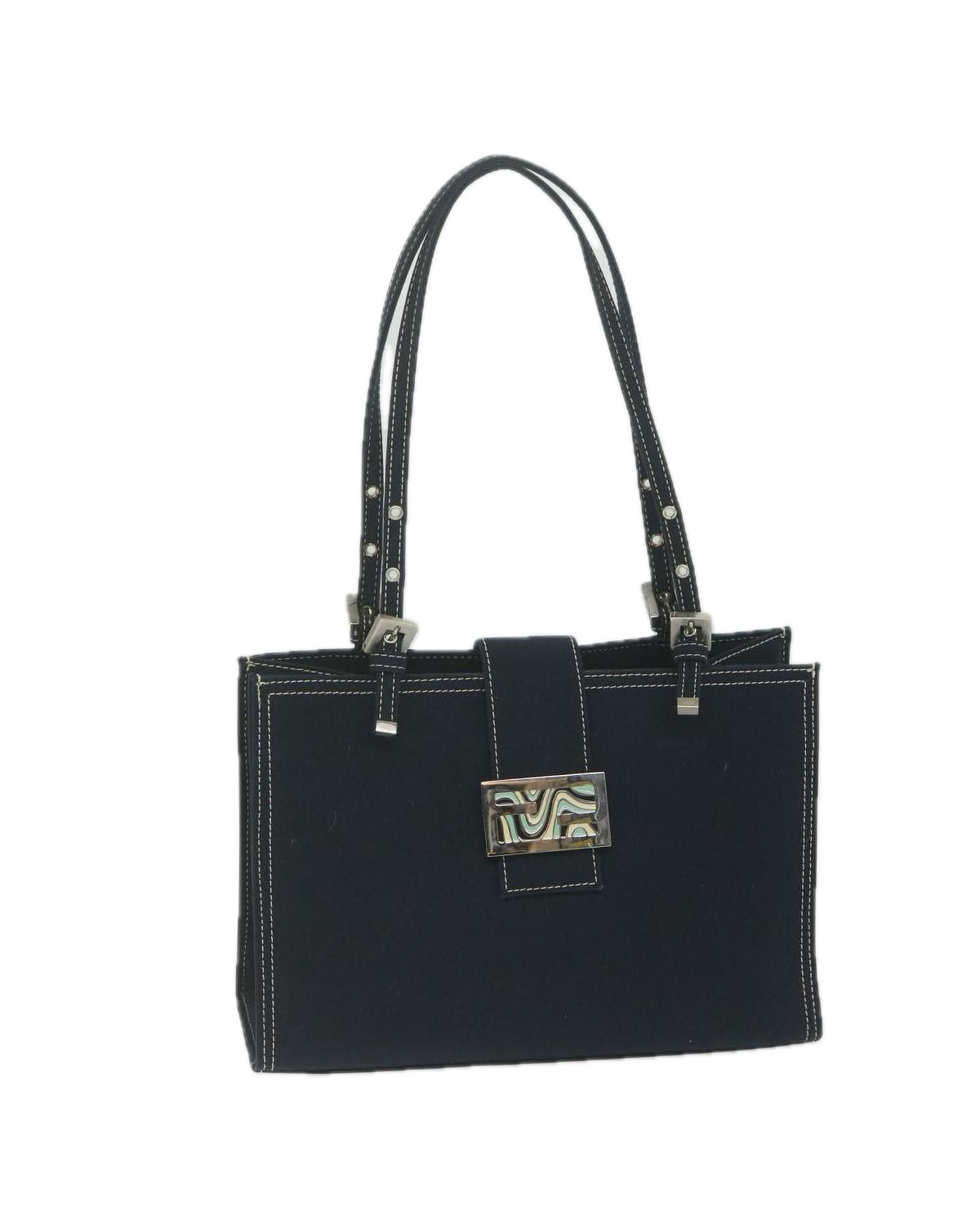 image of Fendi Navy Canvas Shoulder Bag With Dust Bag And Made In Italy, Women's