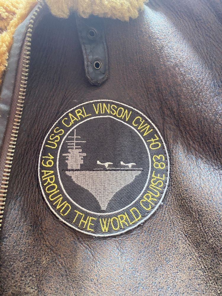 Vintage Carl Vinson Airforce Cruise Leather Bomber Jacket Size US XL / EU 56 / 4 - 4 Thumbnail