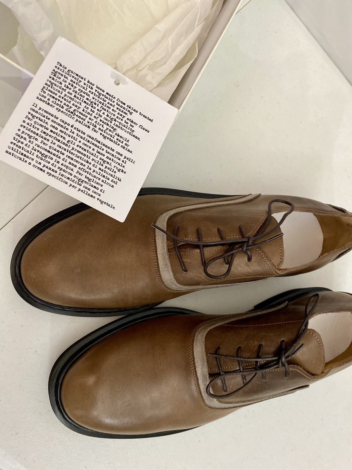 Maison Margiela Maison Margiela 22 🇮🇹 Brown Leather Suede Trim Oxfords 12 New Size US 12 / EU 45 - 3 Thumbnail