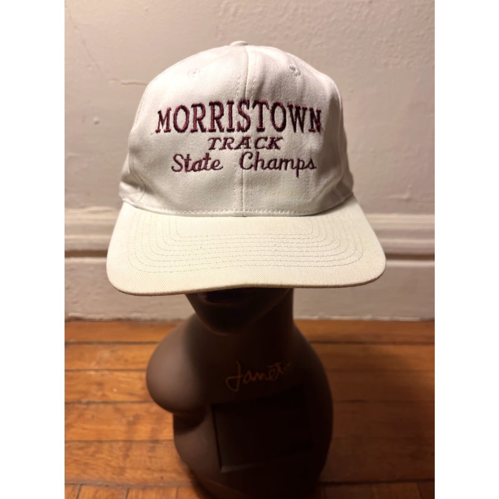 Vintage VINTAGE Morristown New Jersey Track State Champs Snapback Hat White 90s T.I. Snapback Men One Size Adjustable Caps/Hat (adjust as needed) Size US M / EU 48-50 / 2 - 2 Thumbnail