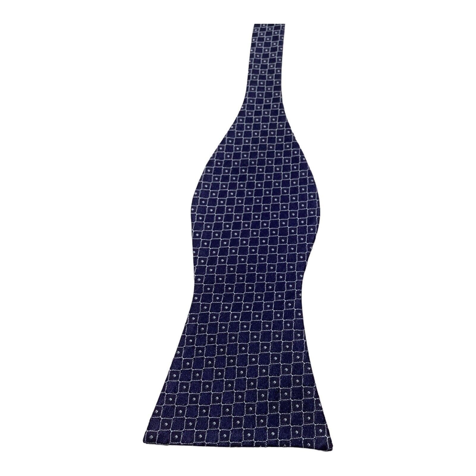 Cremieux CREMIEUX Blue Geometric Adjustable Self Bow Tie Silk W: 2.75 Size ONE SIZE - 4 Thumbnail