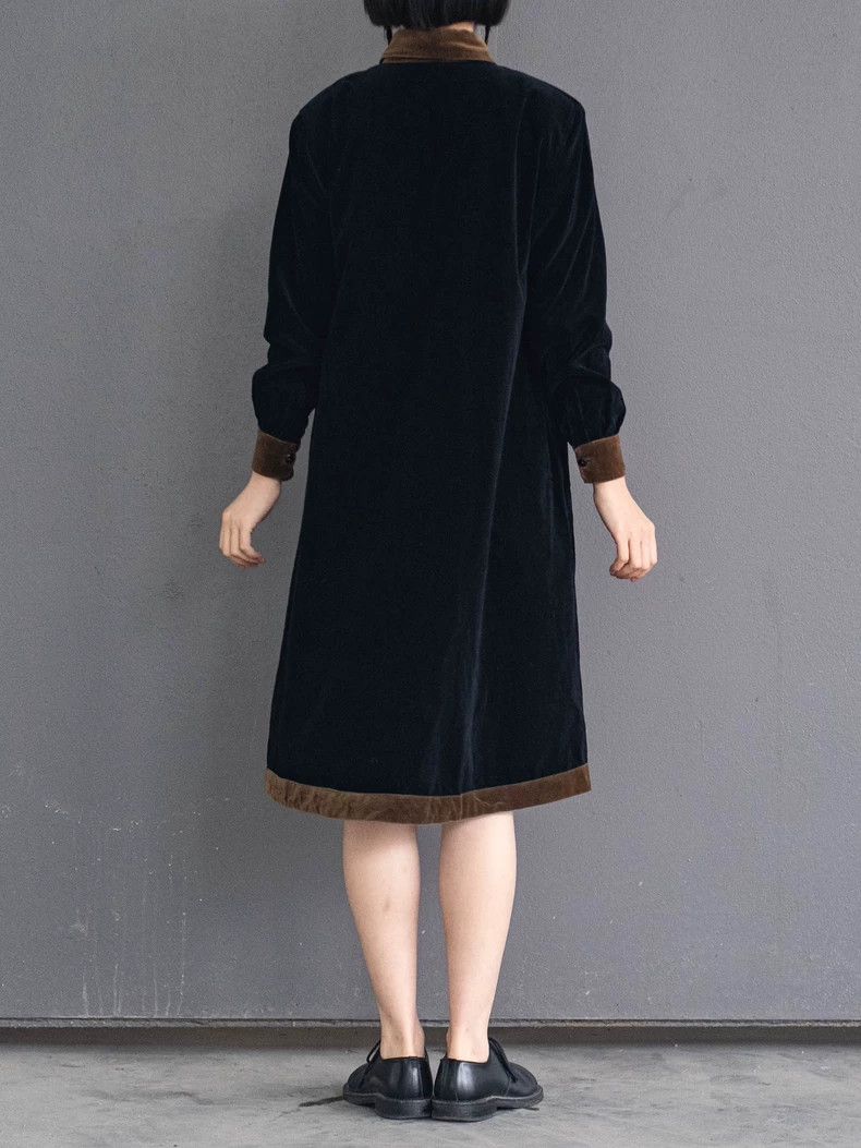 Kenzo KENZO Brown hooker black velvet slanted front dress vintag Size M / US 6-8 / IT 42-44 - 3 Thumbnail