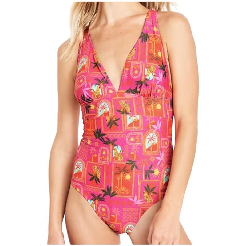 Old Navy Old Navy Tie-Back One-Piece Swimsuit in Wild Pink, Size XL Size ONE SIZE - 2 Thumbnail
