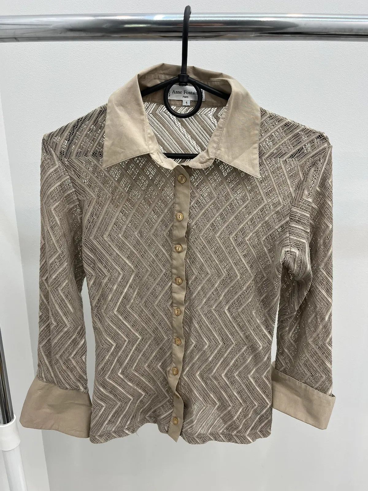 ANNE FONTAINE Anne Fontaine Mesh Button Up Blouse Size S / US 4 / IT 40 - 1 Thumbnail