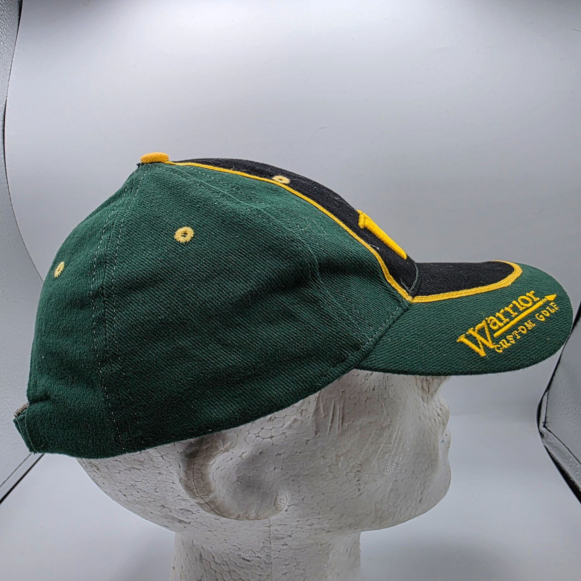 Other Warrior Custom Golf Adults Black Green Gold Hat Cap Baseball Size ONE SIZE - 4 Thumbnail
