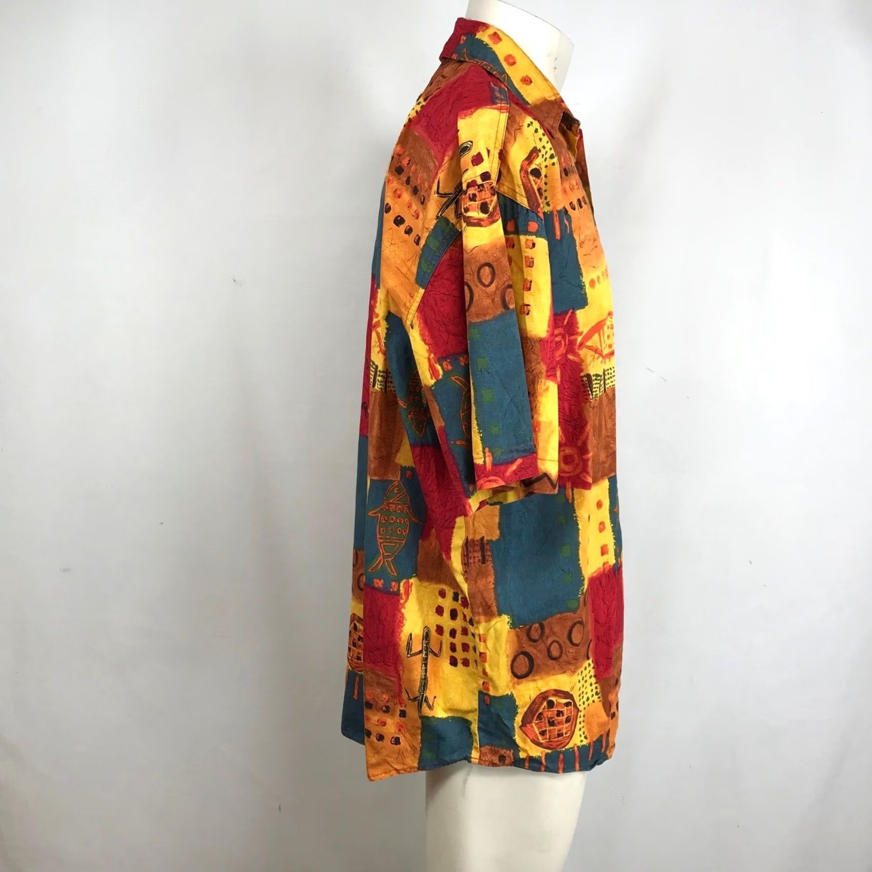 The Territory Ahead The Territory Ahead Mens Short Sleeve Cotton Tribal Patchwork Shirt Size US M / EU 48-50 / 2 - 4 Thumbnail