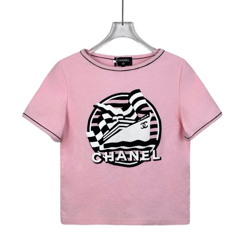Chanel ChanelPink sailboat printed cotton round-neck short-sleeved Size 4XL / US 24-26 - 1 Thumbnail