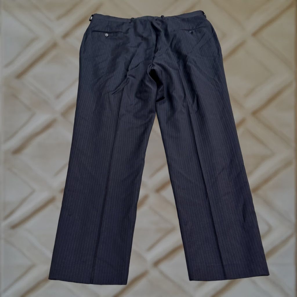 Ted Baker VINTAGE: No Ted Baker London Pinstriped Wool Dress Pants Mens 42x30 Navy Blue Pleated Front Size US 42 / EU 58 - 1 Thumbnail