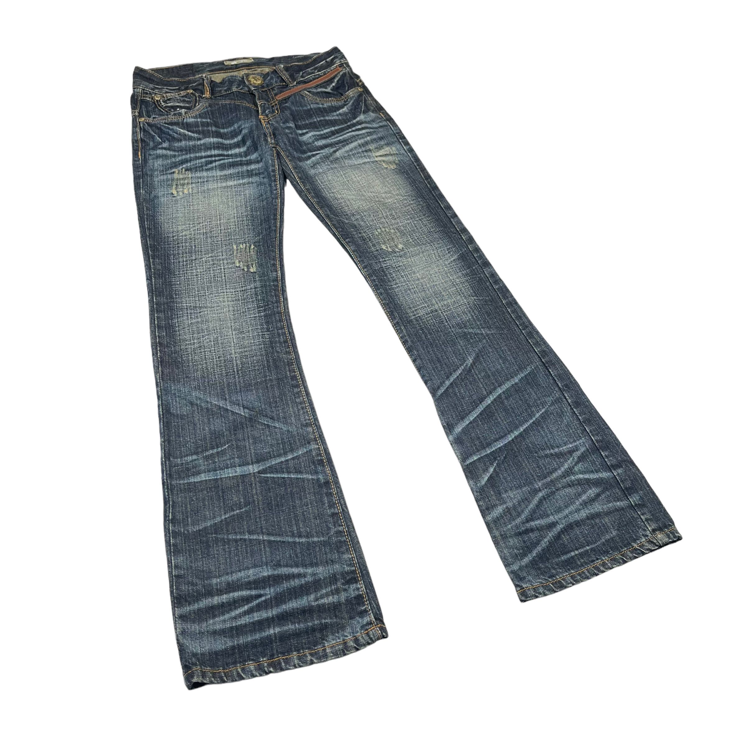 14th Addiction × If Six Was Nine × KMRii Flare Punk Sick Distressed Washed Japanese Denim Pants Size US 30 / EU 46 - 4 Thumbnail