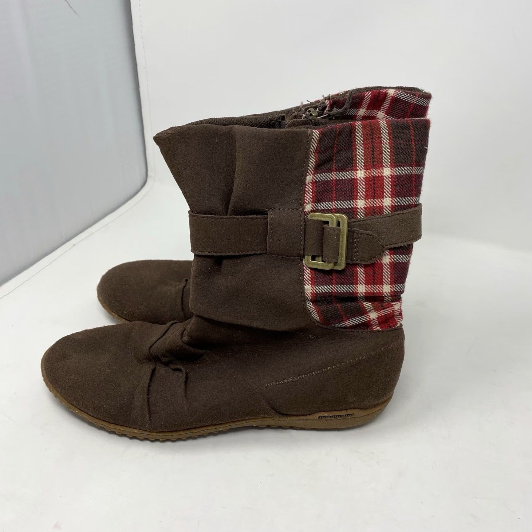 Patagonia Patagonia Boots Womens Mid-Calf Brown Plaid Buckle Side Zip Leather Lining Leather Insole Flat Heel 7.5 US Size US 8 / IT 38 - 7 Thumbnail