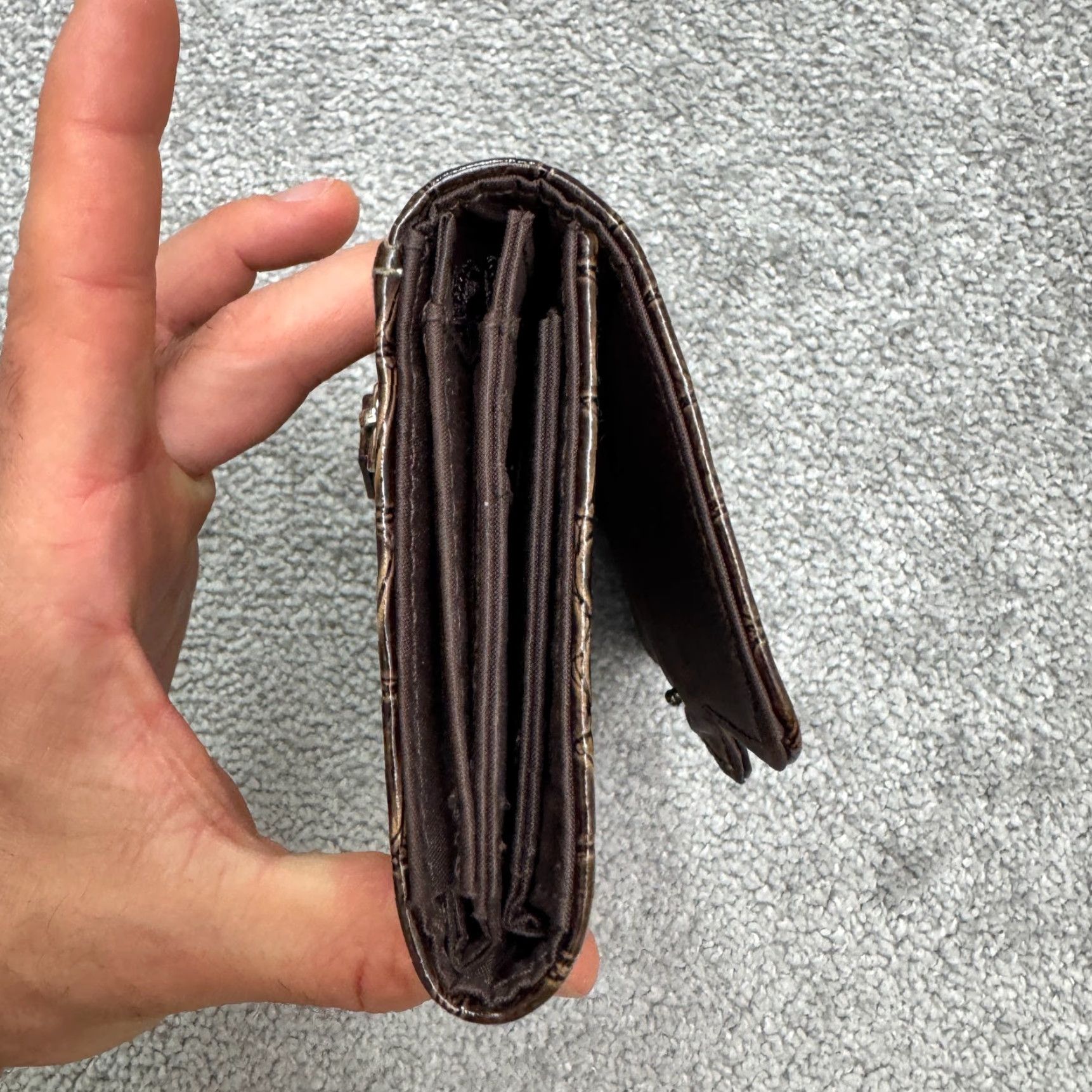 Vintage VINTAGE Faux Leather Croc Embossed Long Wallet Clutch Card Slot Brown Women's Wallet Classic Size ONE SIZE - 6 Thumbnail