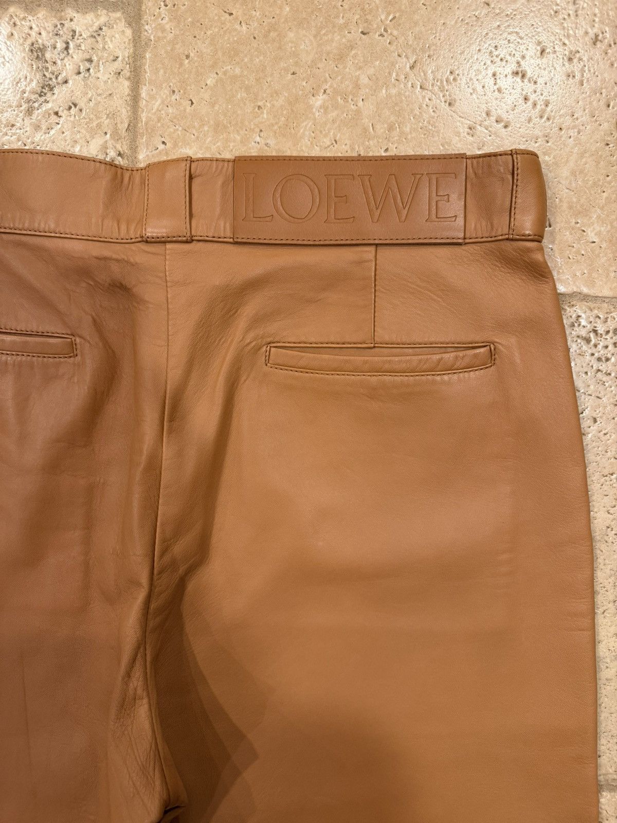 Loewe Loewe Pantalon Broncead Calfskin Leather Tan Trouser Pants Size US 33 - 13 Thumbnail
