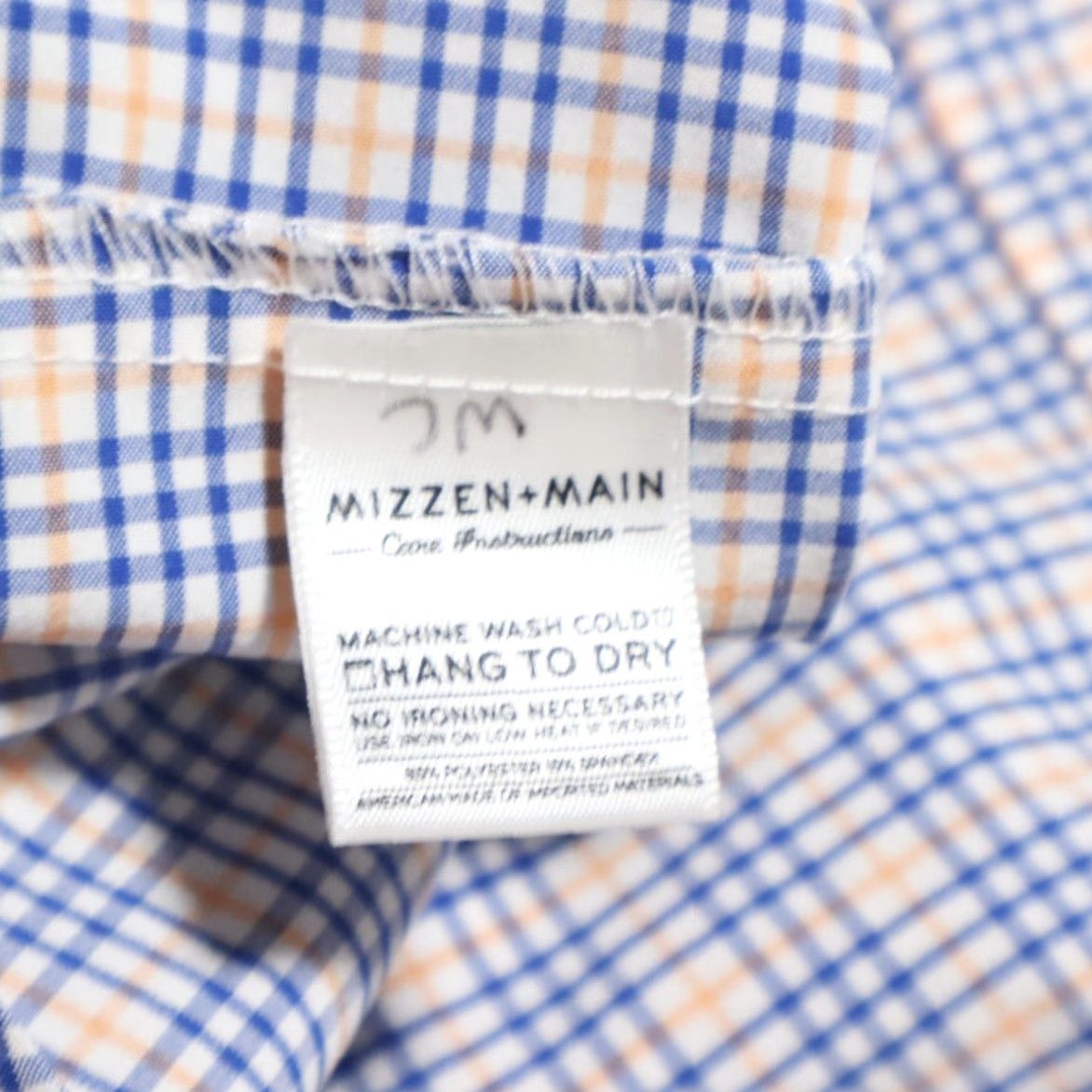 Mizzen+Main Mizzen + Main Shirt Button Up Orange Gingham Trim Fit Men's XL Long Sleeve Slim Size US XL / EU 56 / 4 - 6 Thumbnail