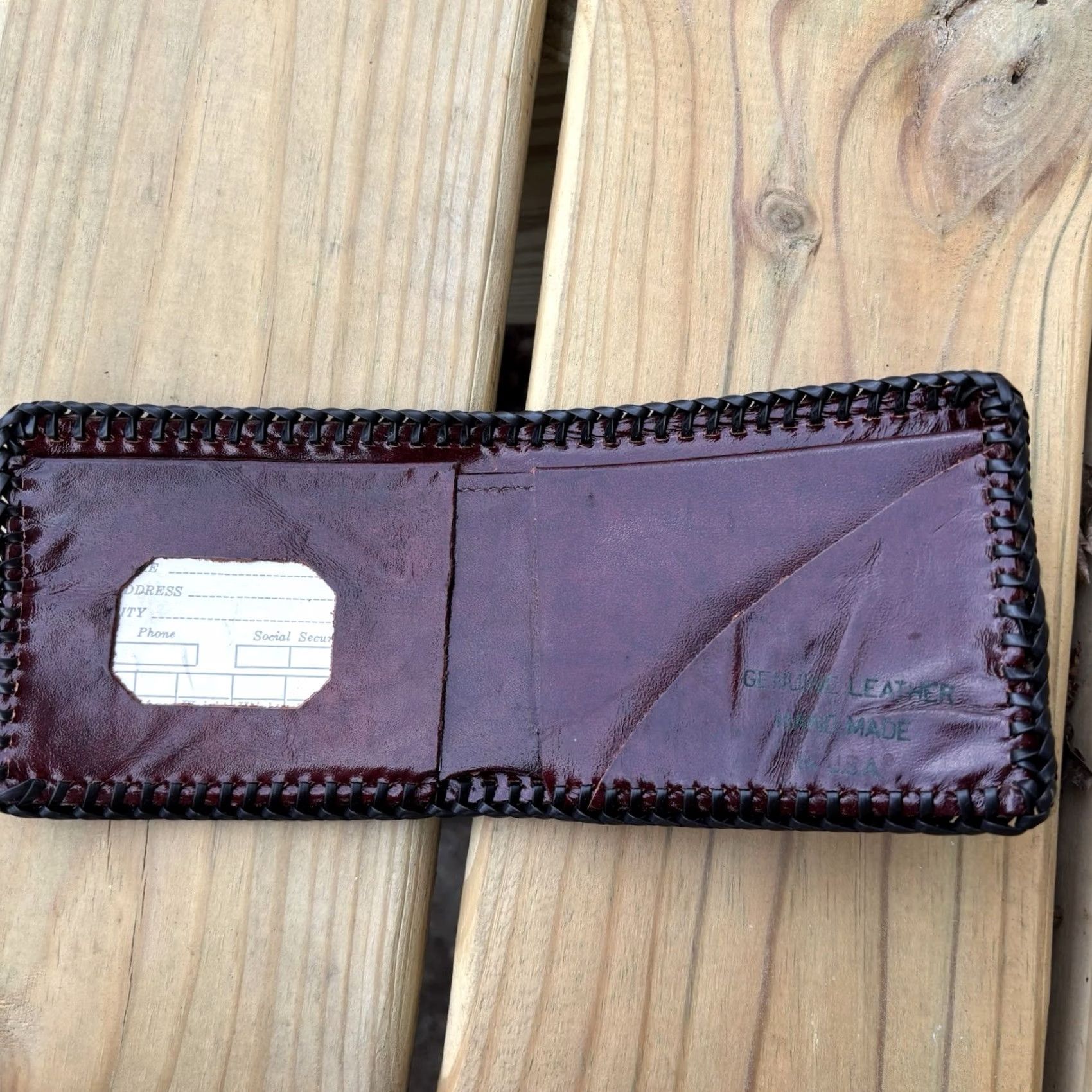Vintage VINTAGE Bifold Leather Wallet Scales Reptile Hand Tooled Brown Blank 90s Size ONE SIZE - 2 Thumbnail