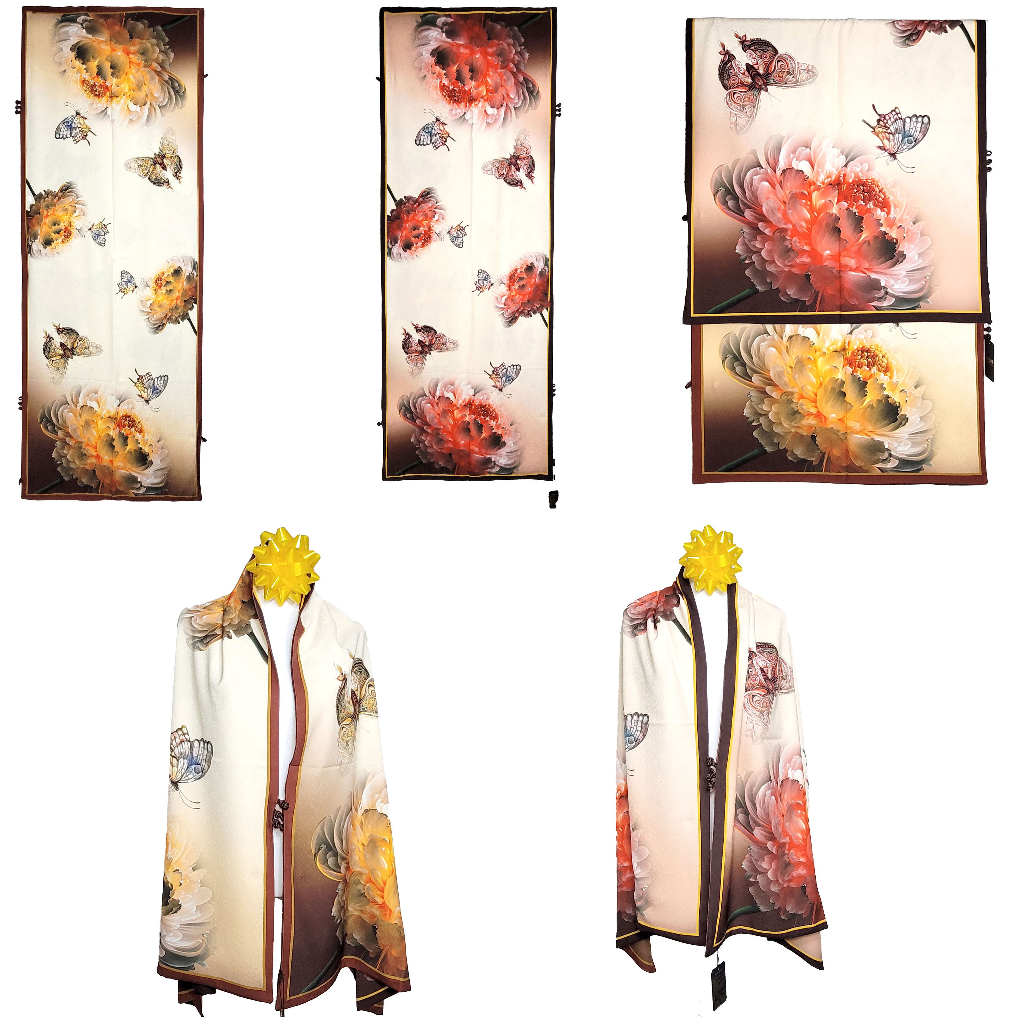 NWT Double-Sided Double-Layer Long Silk Scarf 27