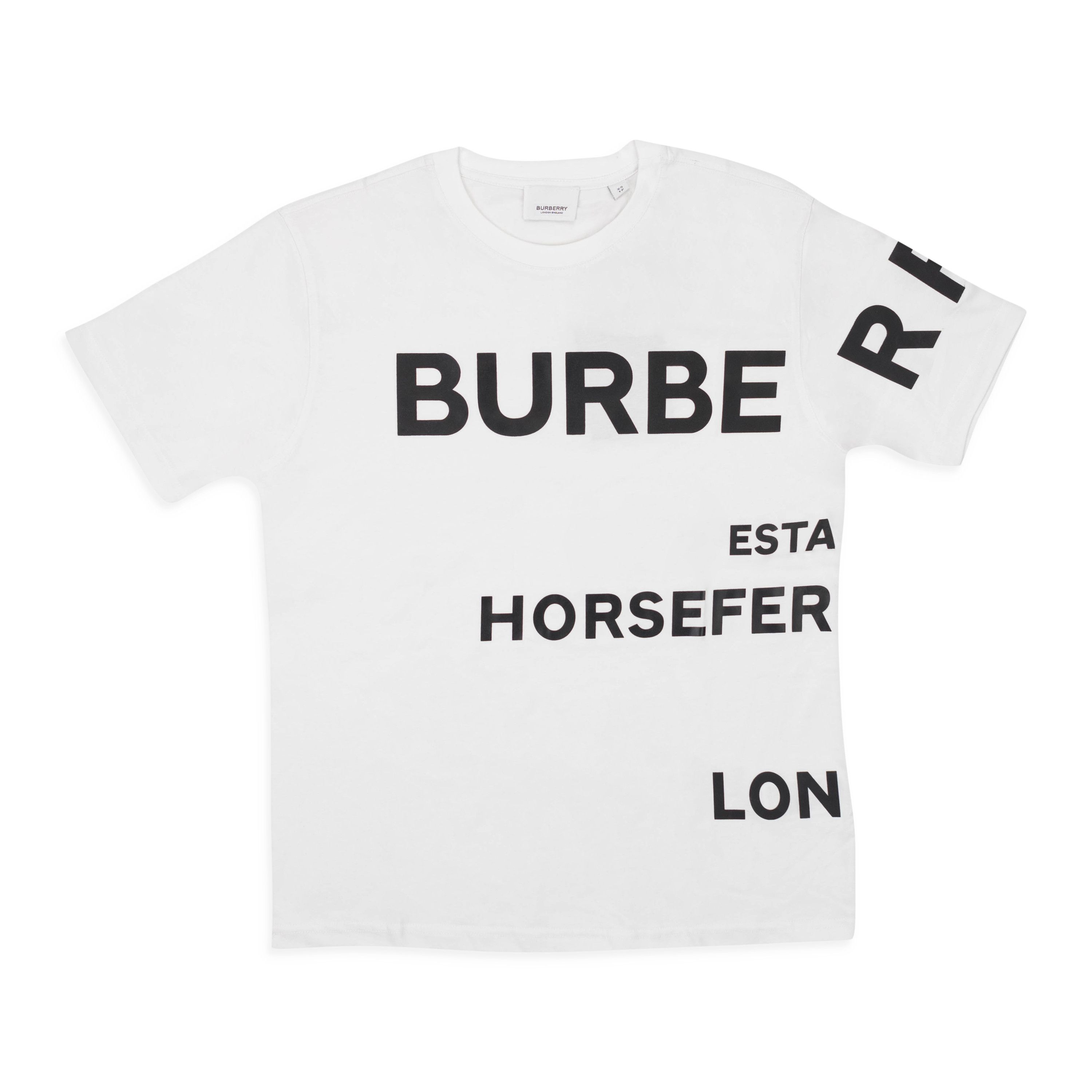 image of Burberry White Oversized Logo T-Shirt Size S, Men's