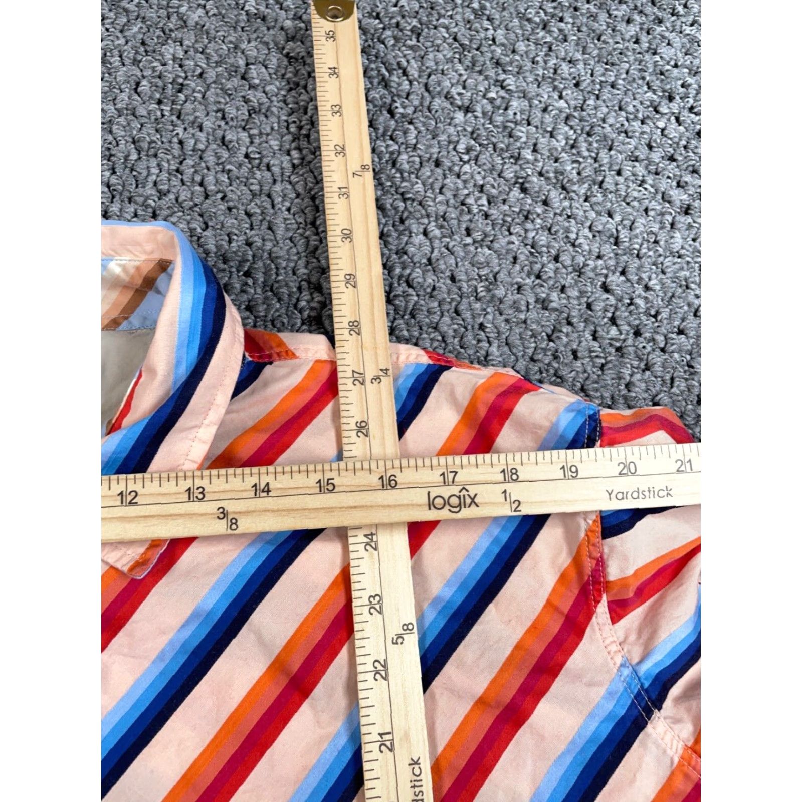 Tommy Hilfiger Tommy Hilfiger Shirt Adult XL Orange Blue Red Colorful Striped Western Pearl Snap Cowboy Cotton Mens Size US XL / EU 56 / 4 - 7 Thumbnail