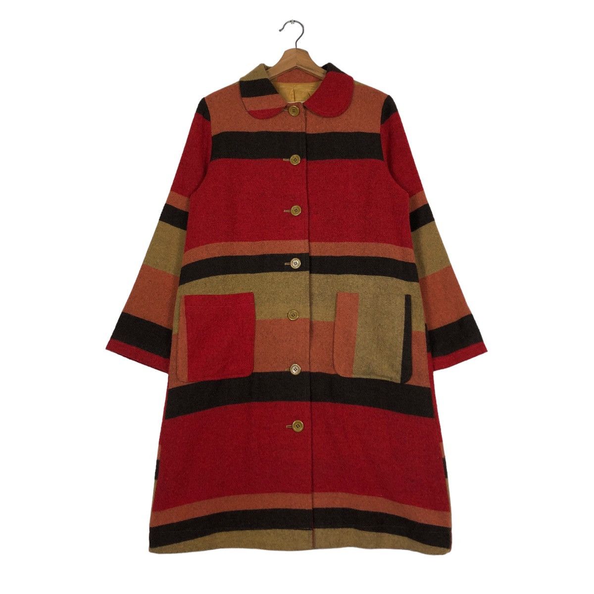 Vintage 🔥Wool Jacket Biker Burn Breeze Japan Made Striped Style Size US M / EU 48-50 / 2 - 1 Thumbnail