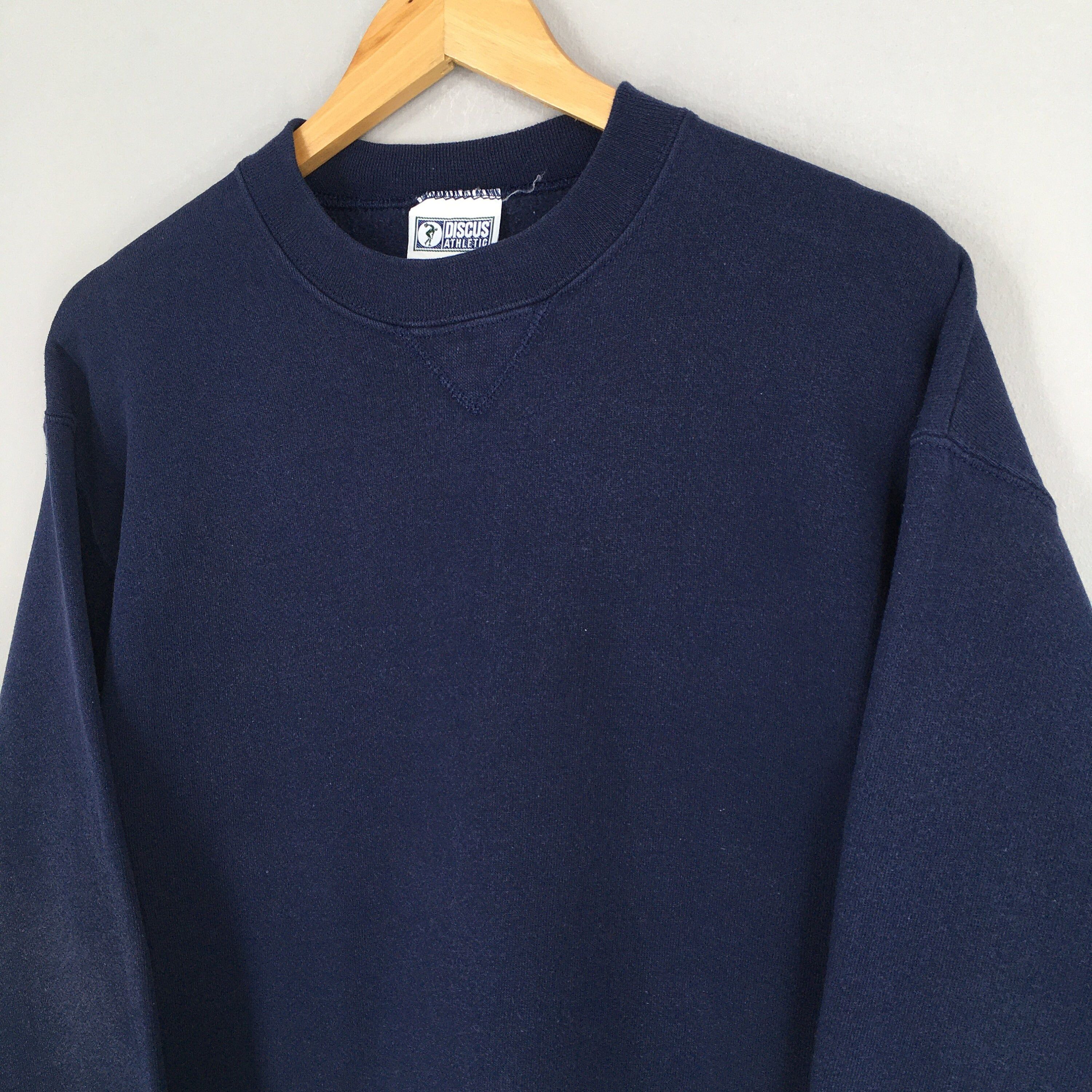 Vintage Vintage 90s Discus Athletic Blue Plain Crewneck Jumper M Size US M / EU 48-50 / 2 - 3 Thumbnail