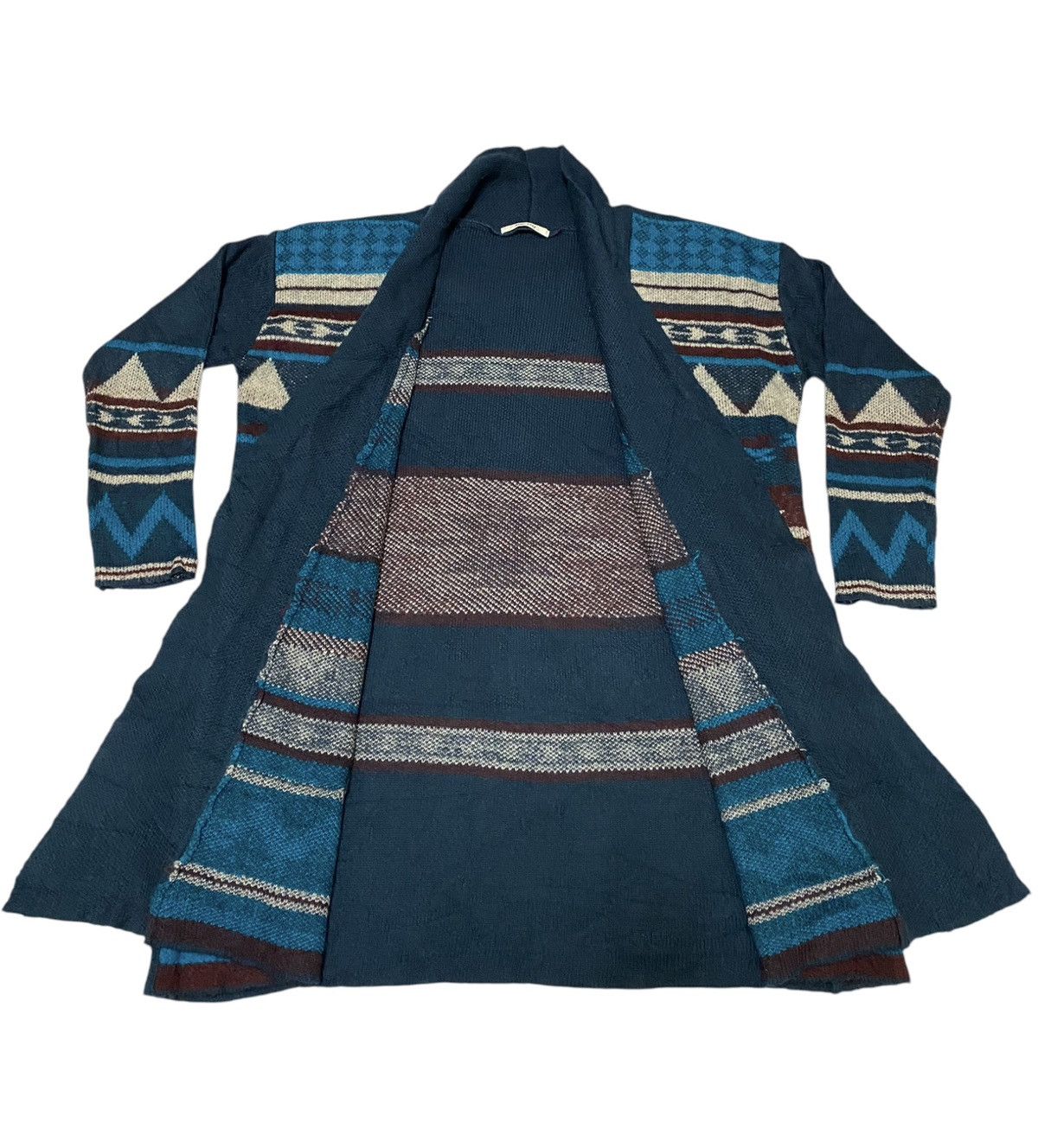 Aran Isles Knitwear × Aztech Mountain × Japanese Brand Avan Lily Navajo Screen Cardigan Knit (C4) Size US L / EU 52-54 / 3 - 4 Thumbnail