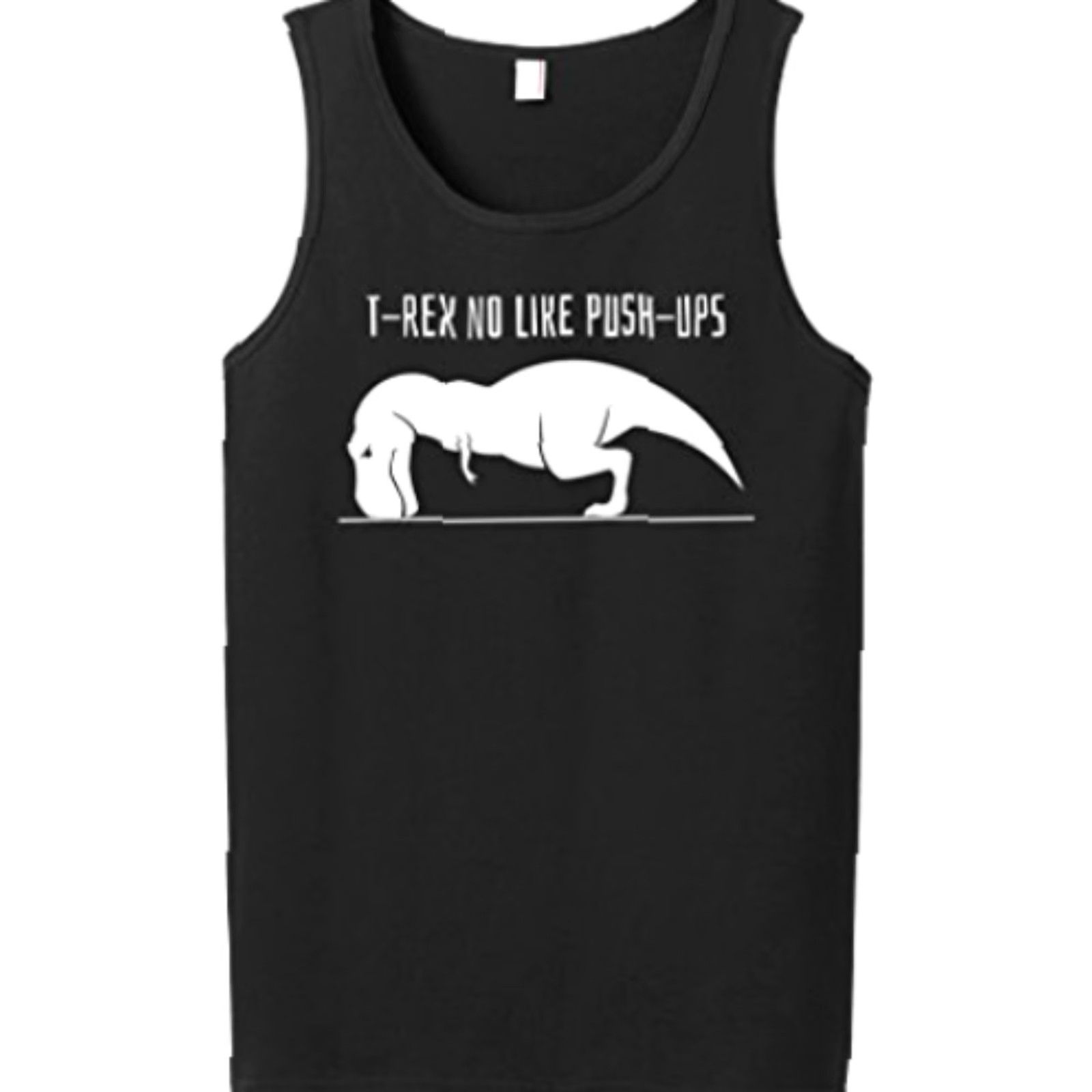 Tultex T-REX NO LIKE PUSH-UPS Funny Adult Weight Lifting Tank Top XXL Black Cotton Blend Mens Size XXL / US 16-18 / IT 52-54 - 2 Thumbnail