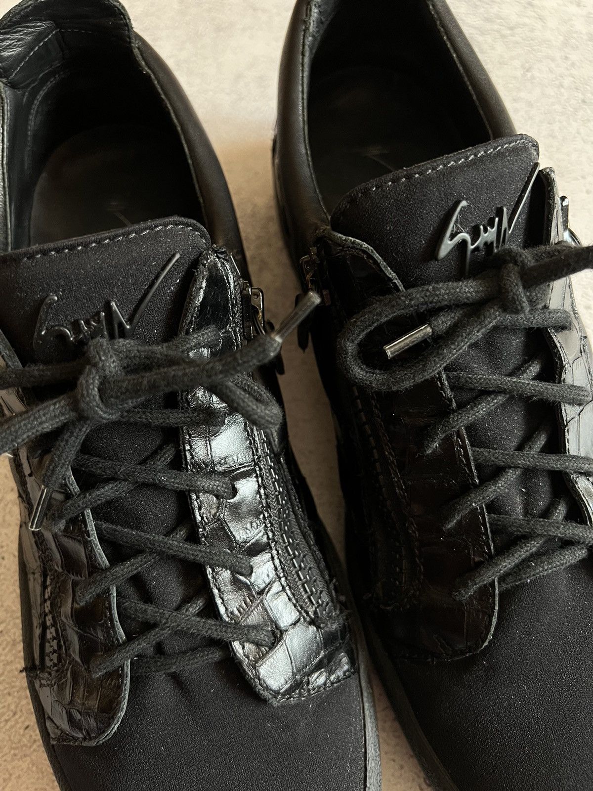 Giuseppe Zanotti × Vintage Giuseppe Zanotti Snake skin leather zip sneakers shoes Size US 13 / EU 46 - 5 Thumbnail