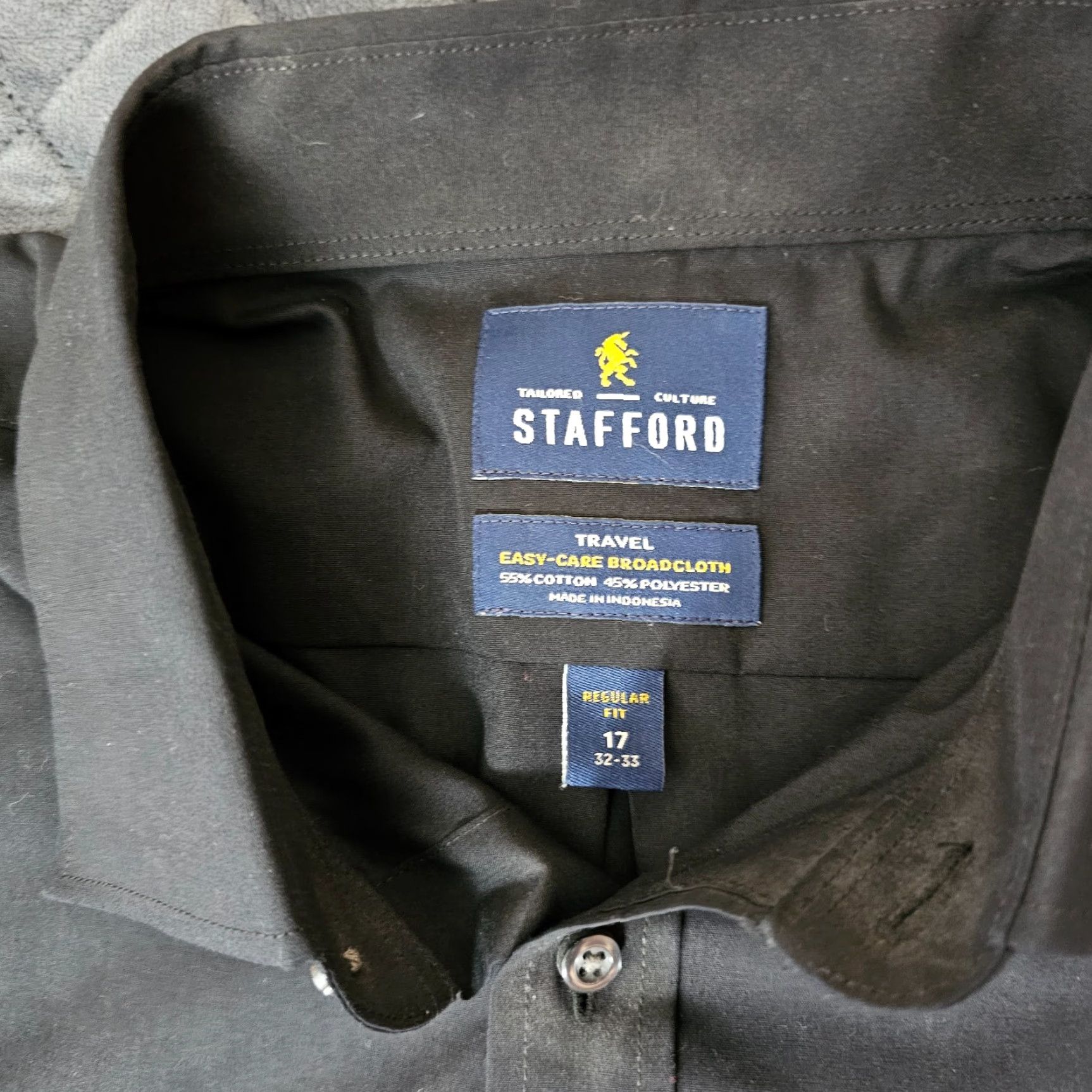 Stafford VINTAGE Stafford Button Up Shirt Travel Easy Care Black 17 32/33 Broadcloth Regular Men Dress Shirt Long Sleeve Collared Mens Size US XL / EU 56 / 4 - 2 Thumbnail