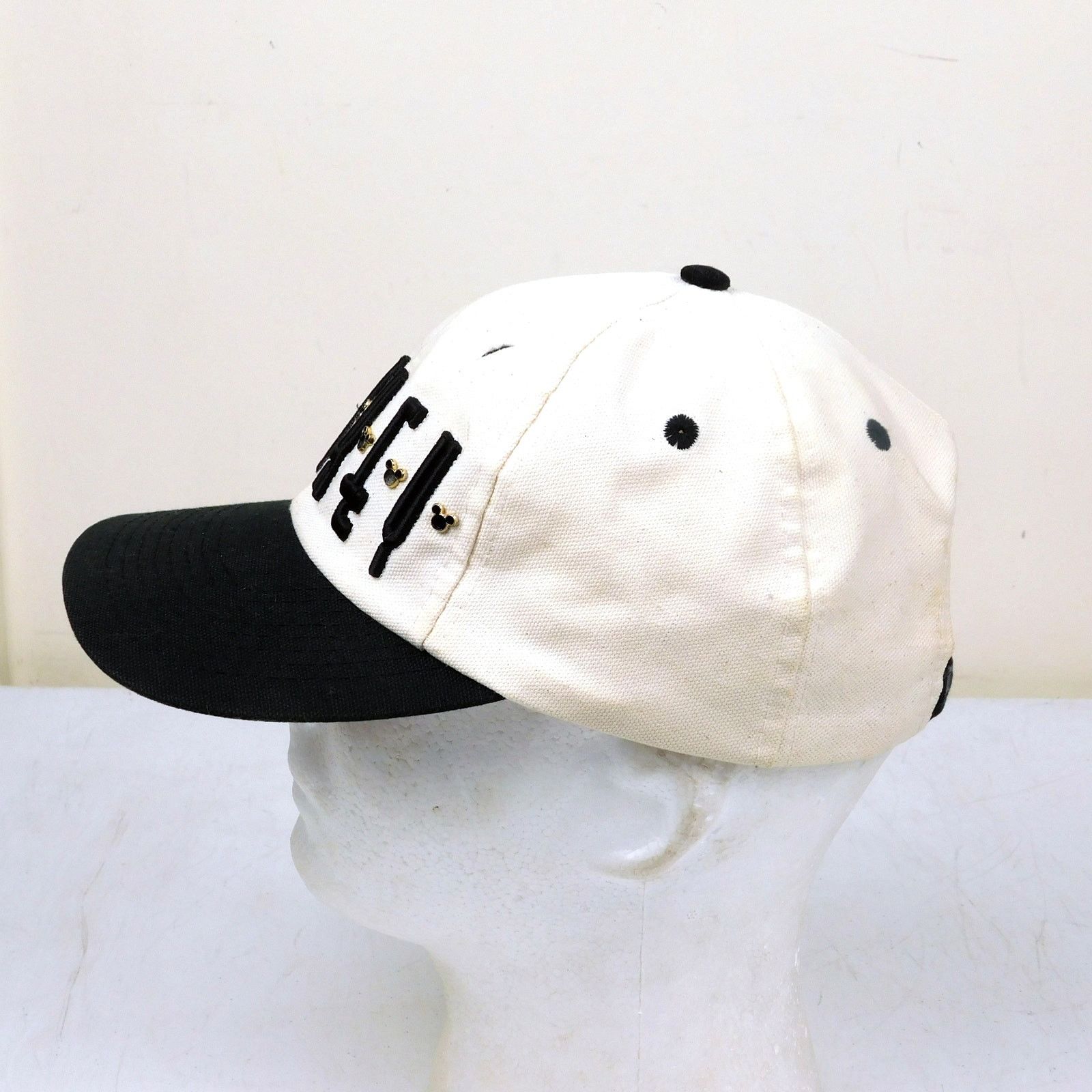 Disney Mickey & Co Strapback Hat Black White Adjustable Logo Rivets Size ONE SIZE - 4 Thumbnail
