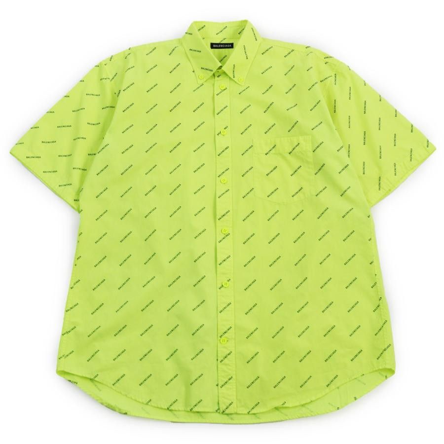 Balenciaga BALENCIAGA all over logo shirt in neon yellow , size 38 