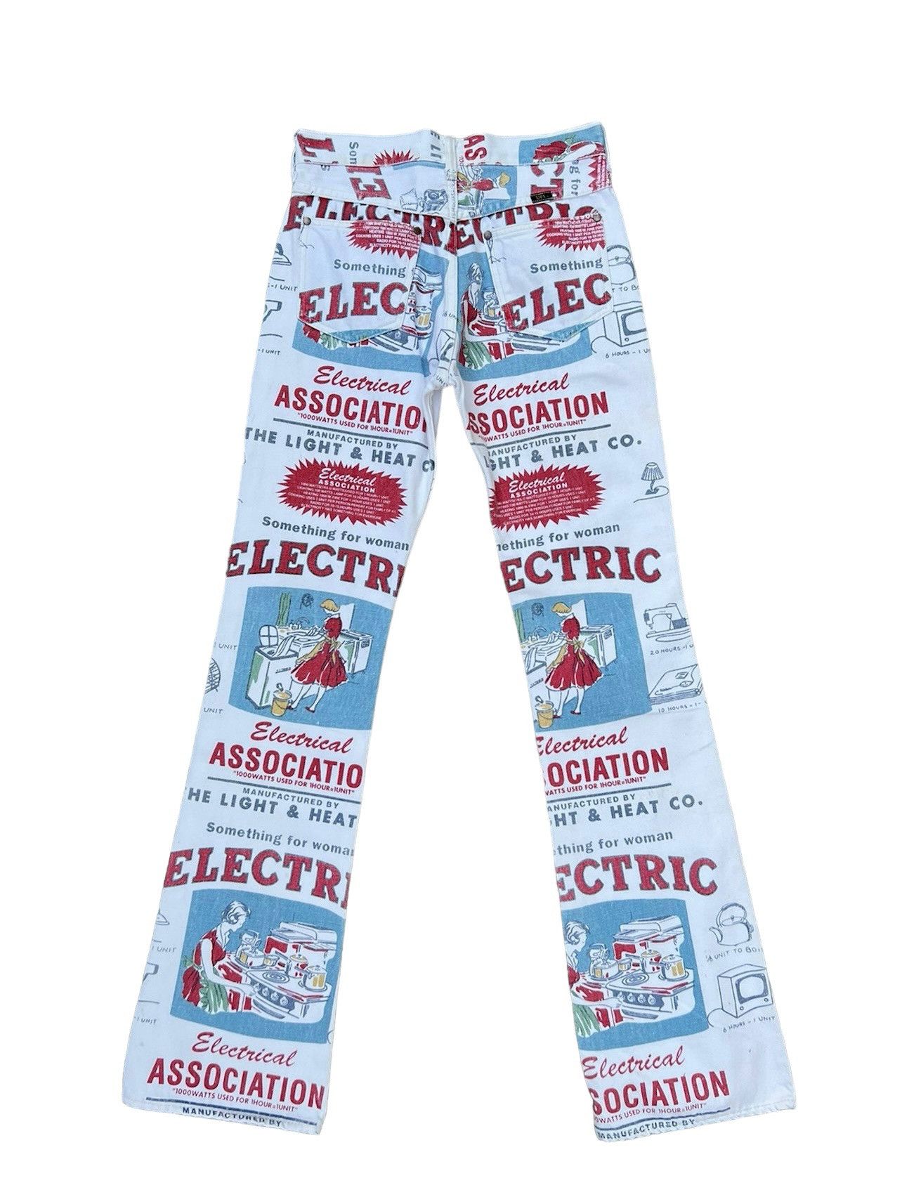UES Japan × Vintage Vintage UES Japan Union Made Pop Art Ads Denim Flare Jeans Size US 29 - 2 Thumbnail