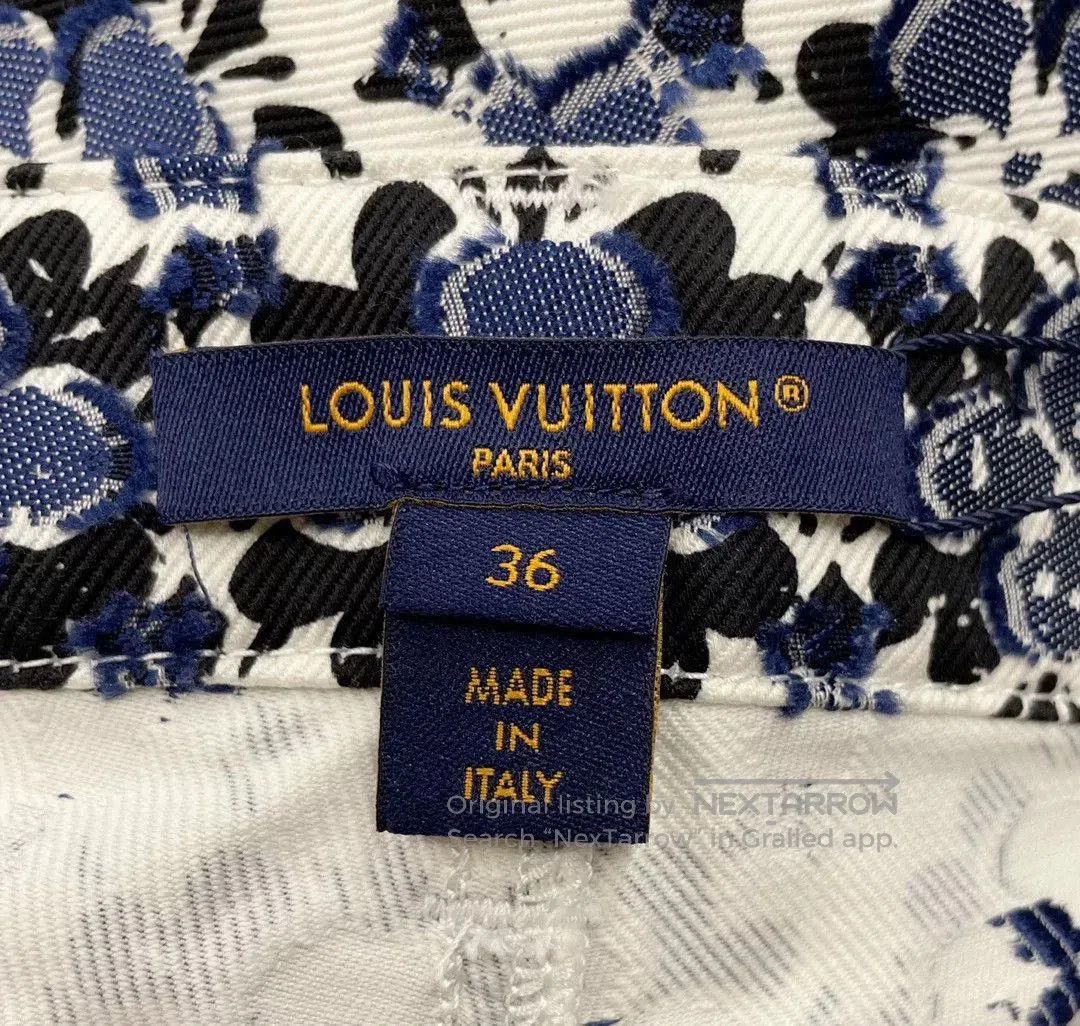 Louis Vuitton LV Blue Floral Print Jeans. Size 35" - 5 Thumbnail