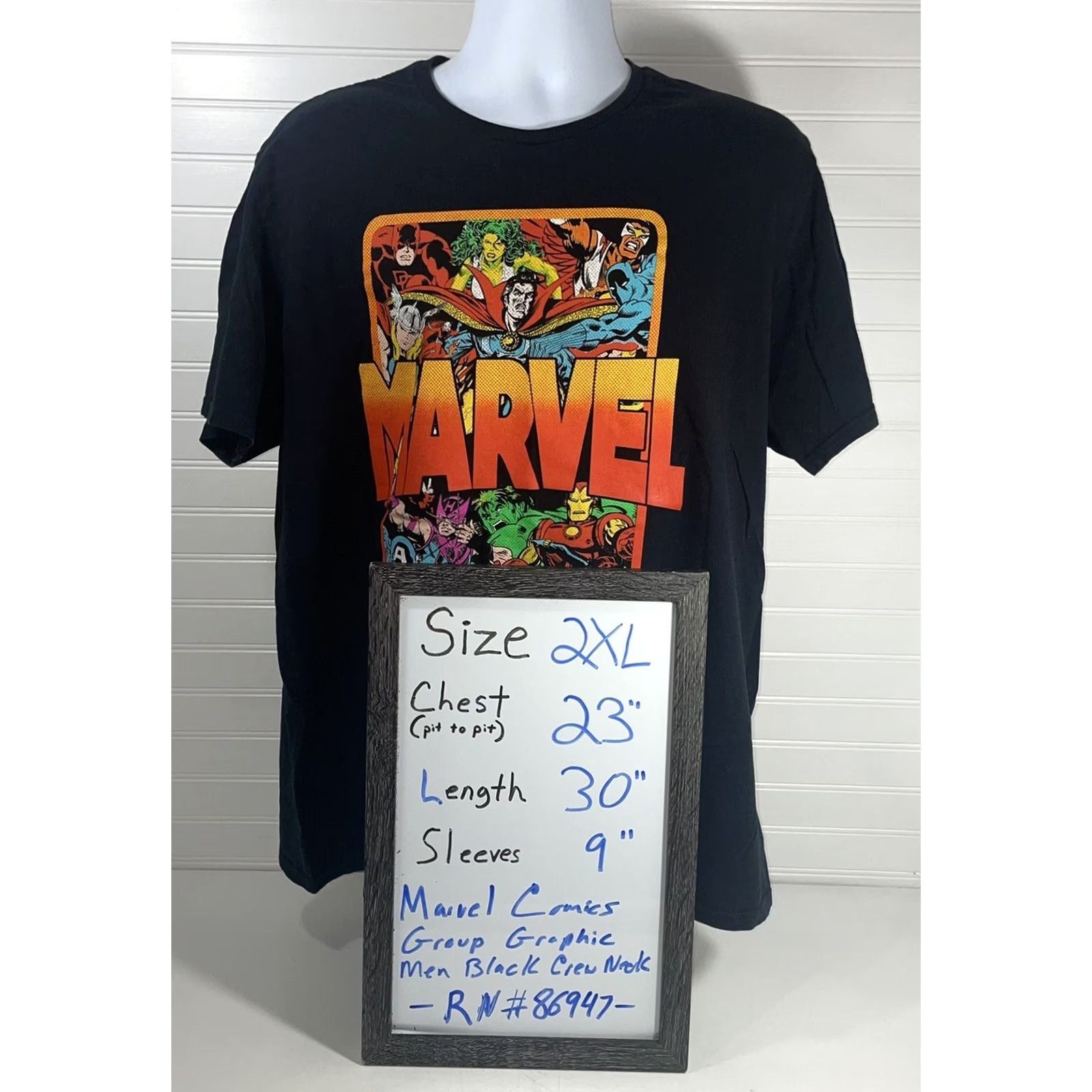 Vintage VINTAGE Marvel Group Graphic Shirt Men 2XL Black Crew Neck Short Sleeve Cotton RN#86947 Size US XXL / EU 58 / 5 - 3 Thumbnail