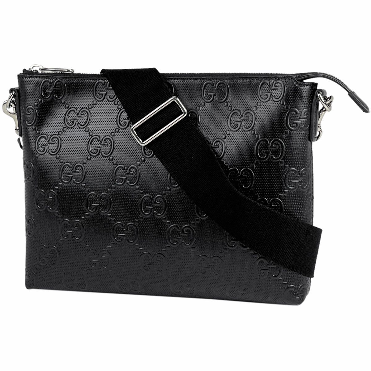 Gucci GG Pattern Shoulder Bag 2way Clutch Bag Leather Black