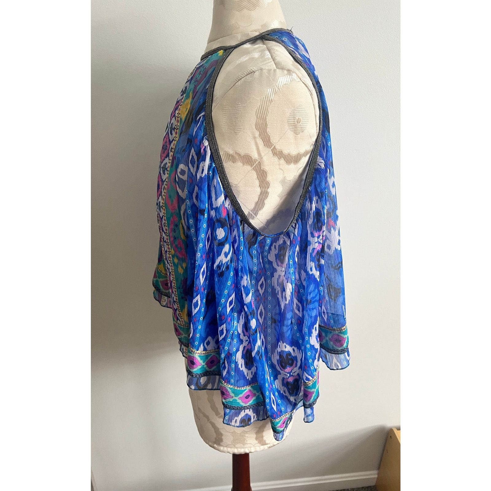Zara Zara Open Shoulder Geometric Print Sheer Blouse Small Size S / US 4 / IT 40 - 3 Thumbnail