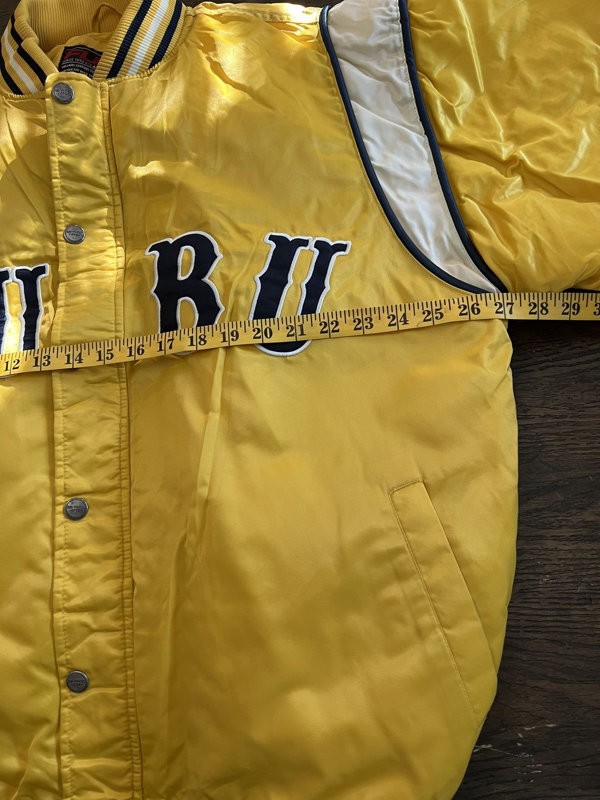 Fubu Vintage FUBU Satin VarsityJacket XL YellowHip Hop Y2K Bomber Size US XL / EU 56 / 4 - 3 Thumbnail