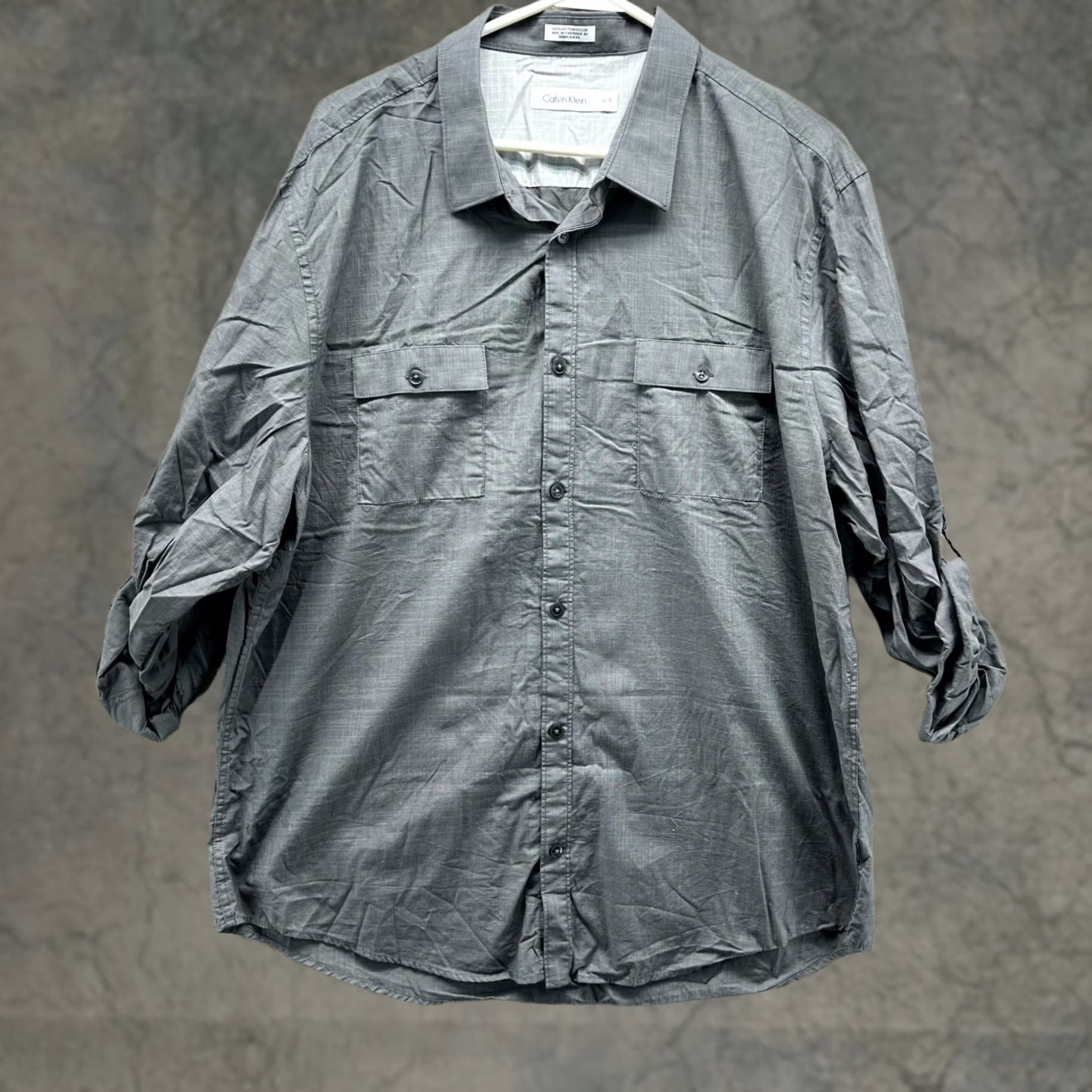 Calvin Klein VINTAGE Calvin Klein Shirt Mens XL Gray Button Down Long Sleeve Cotton Pocket Casual Size US XL / EU 56 / 4 - 1 Thumbnail