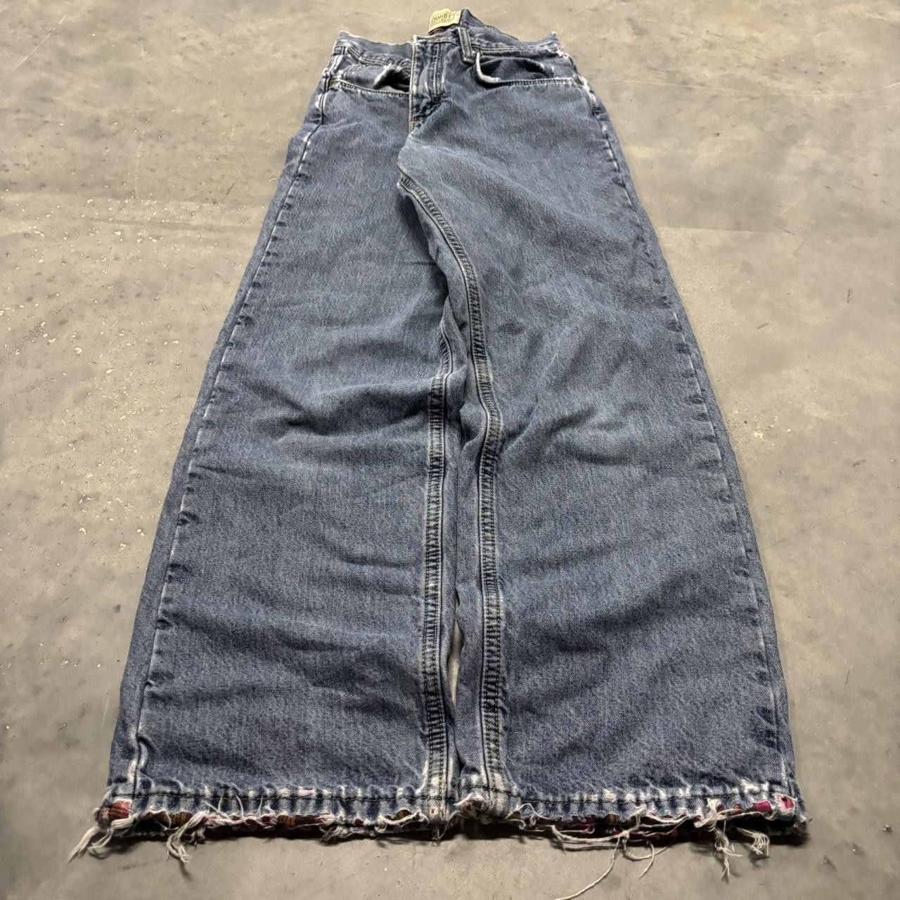 Japanese Brand × Vintage Crazy Vintage Y2K/2000s Grunge Medium Wash Insulated Distressed Denim Jeans! Size US 27 - 3 Thumbnail