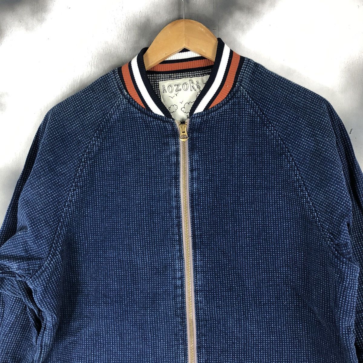 Japanese Brand Authentic Aozora Sashiko Denim Ribbed Jacket Size US L / EU 52-54 / 3 - 6 Thumbnail