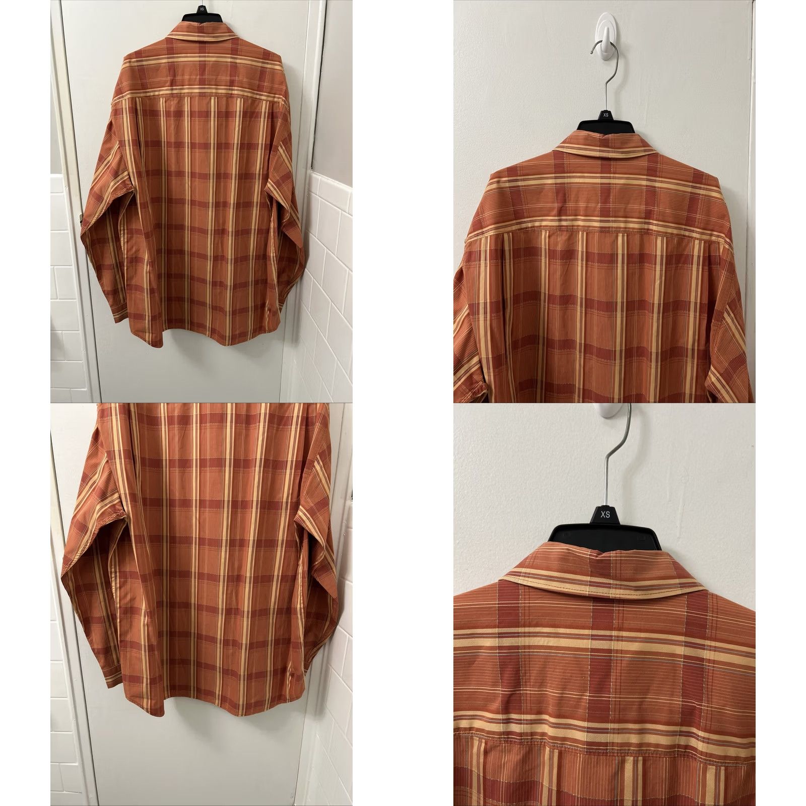 Tommy Bahama Tommy Bahama Shirt Mens XL Orange Plaid Button Down 100% Cotton Long Sleeve Button-Up Casual Office All Seasons Easy Care Pockets Size US L / EU 52-54 / 3 - 8 Thumbnail