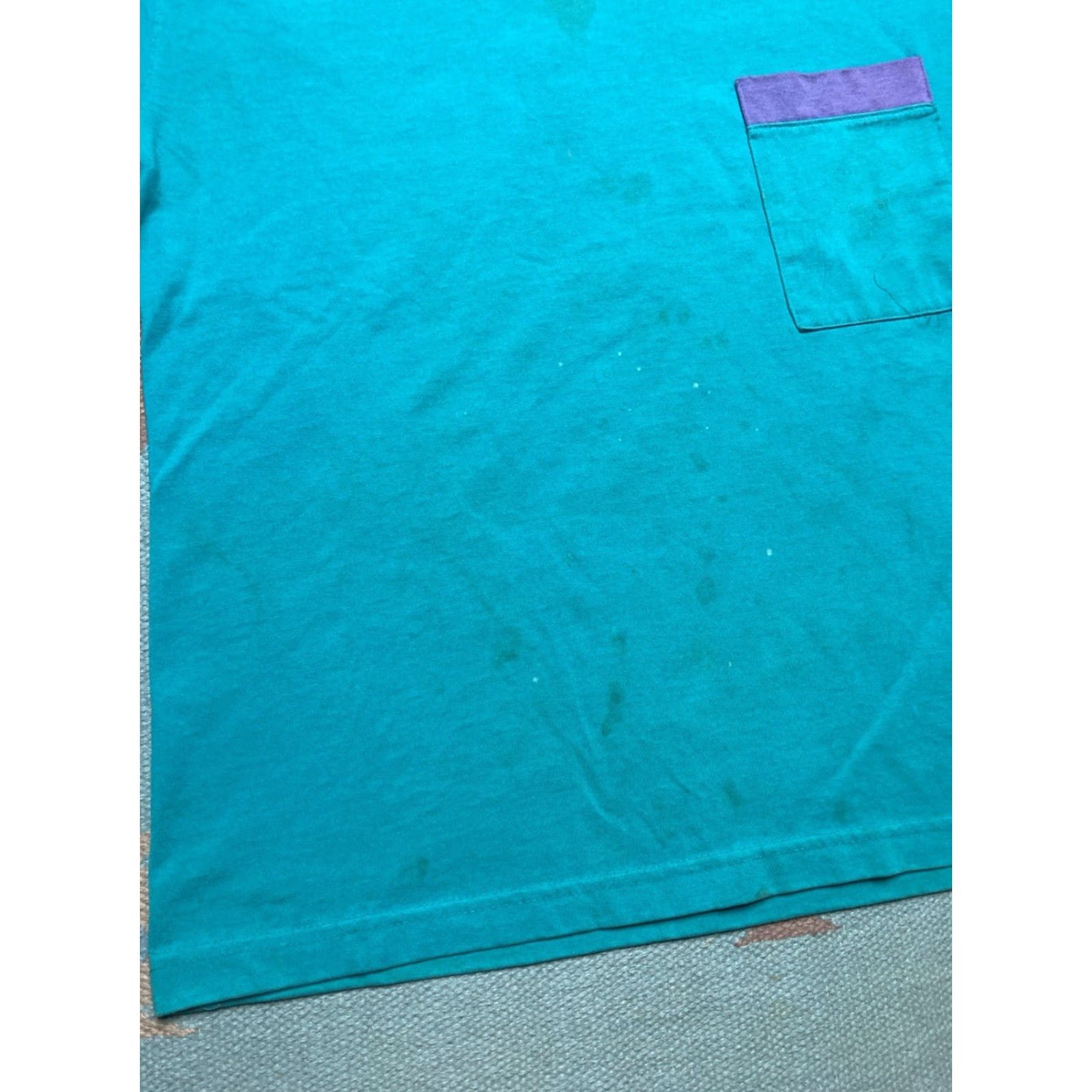 Altea VINTAGE 80s 90s Tradewinds T-Shirt Pocket Teal Purple Stained Boxy Large Men L Size US L / EU 52-54 / 3 - 2 Thumbnail