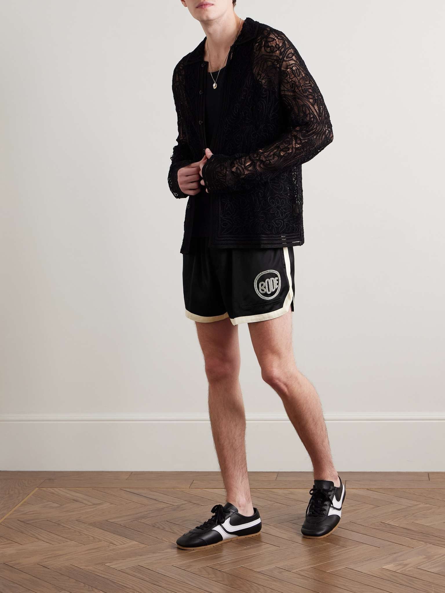Bode 495USD Straight-Leg Bead-Embellished Satin Shorts Size US 34 / EU 50 - 1 Thumbnail
