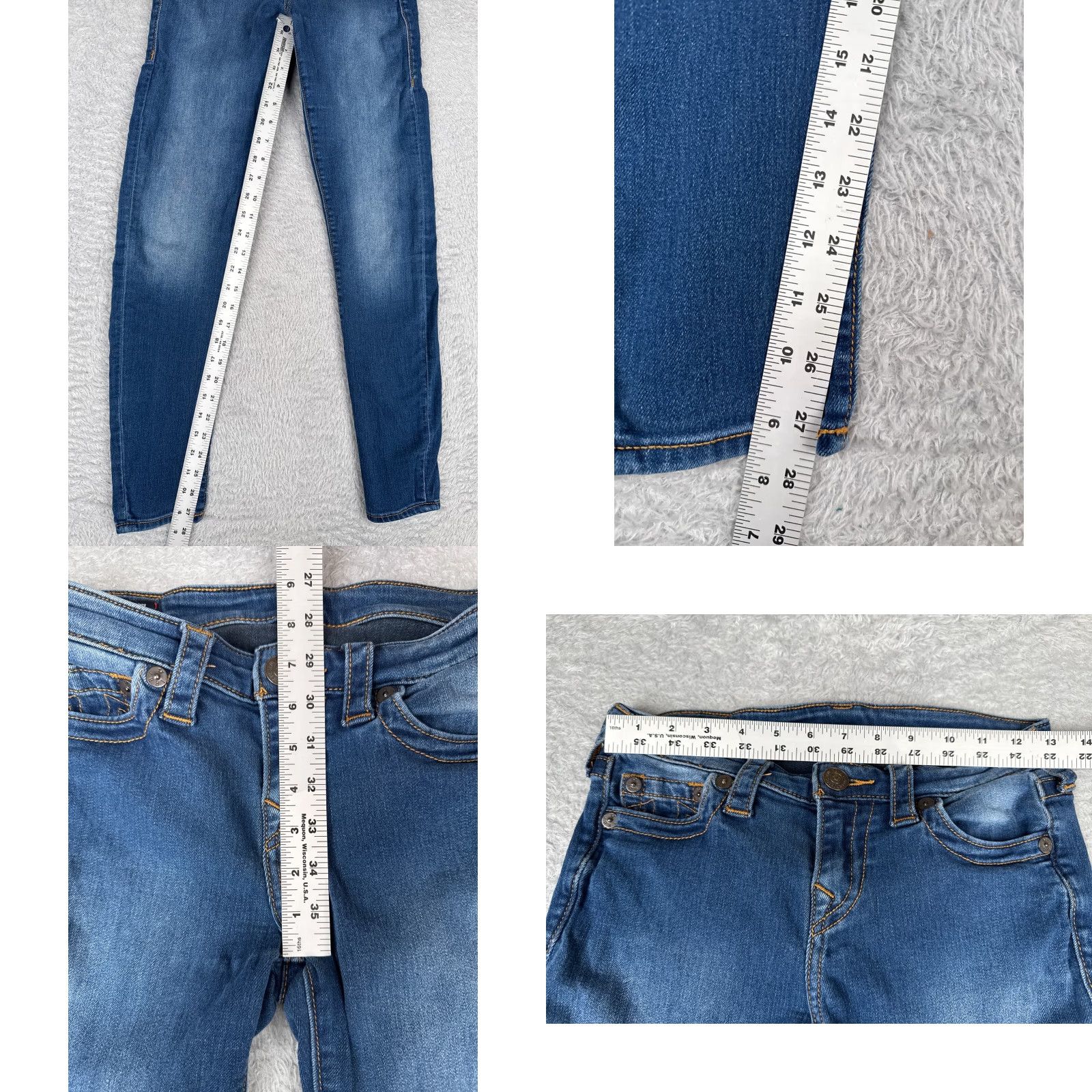 True Religion True Religion Jeans Women 27 Blue Denim Mid Rise Super Skinny Med Wash Low 26x28 Size 27" / US 4 / IT 40 - 8 Thumbnail