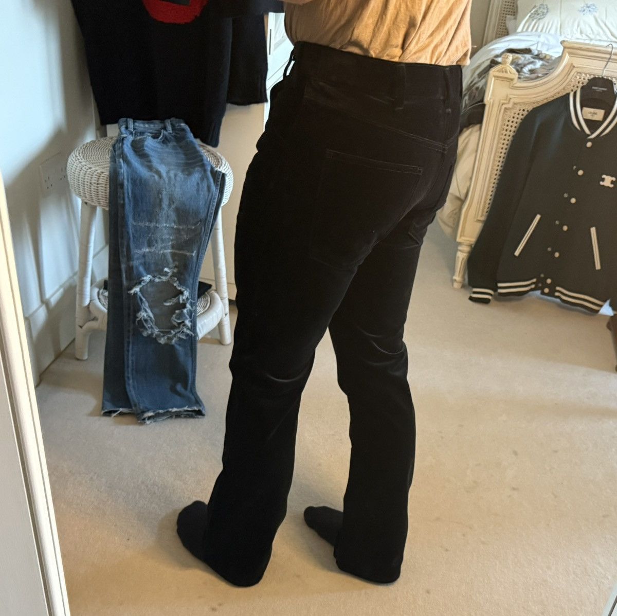 Celine Holy Grail FW20 Celine dylan velvet black flared jeans 31 Size US 31 - 5 Thumbnail