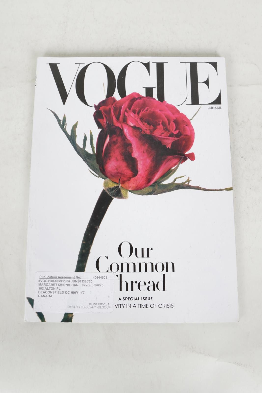 Vogue 2020's Vogue June/July Our Common Thread Magazine Size ONE SIZE - 1 Thumbnail