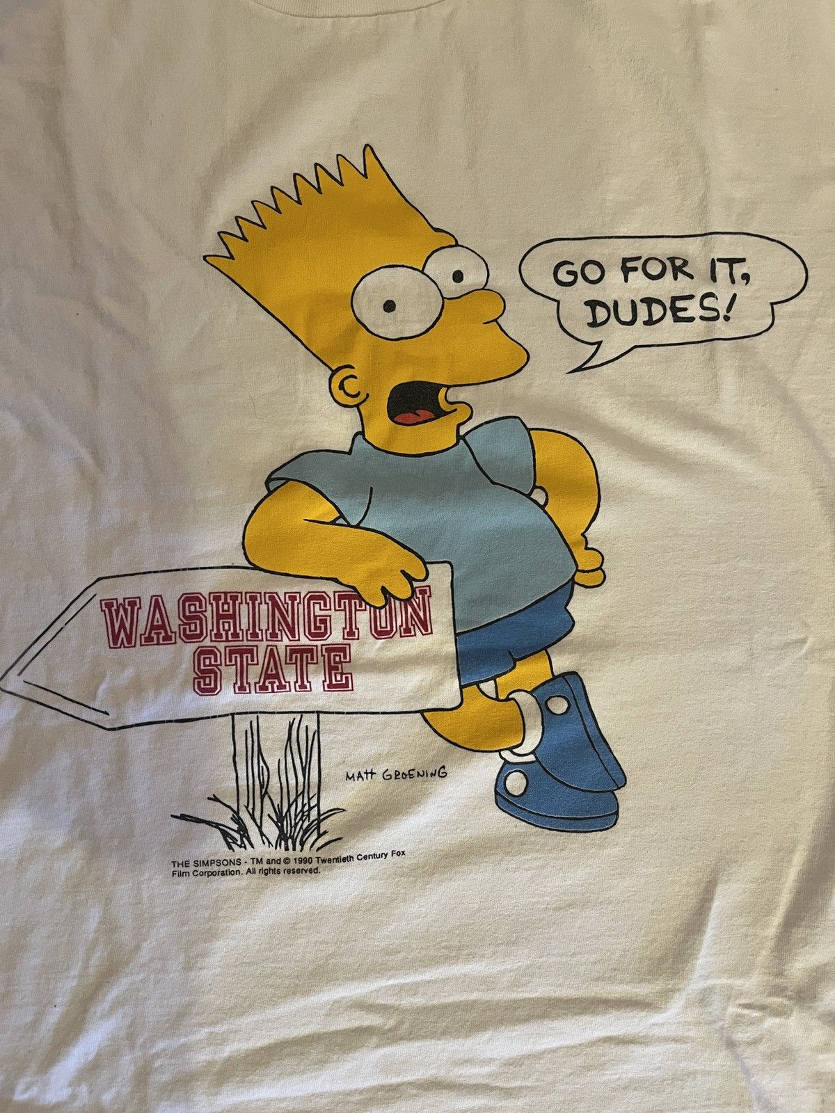 Vintage Vintage 1990 Bart Simpson Washington State University Tee Size US XL / EU 56 / 4 - 2 Thumbnail