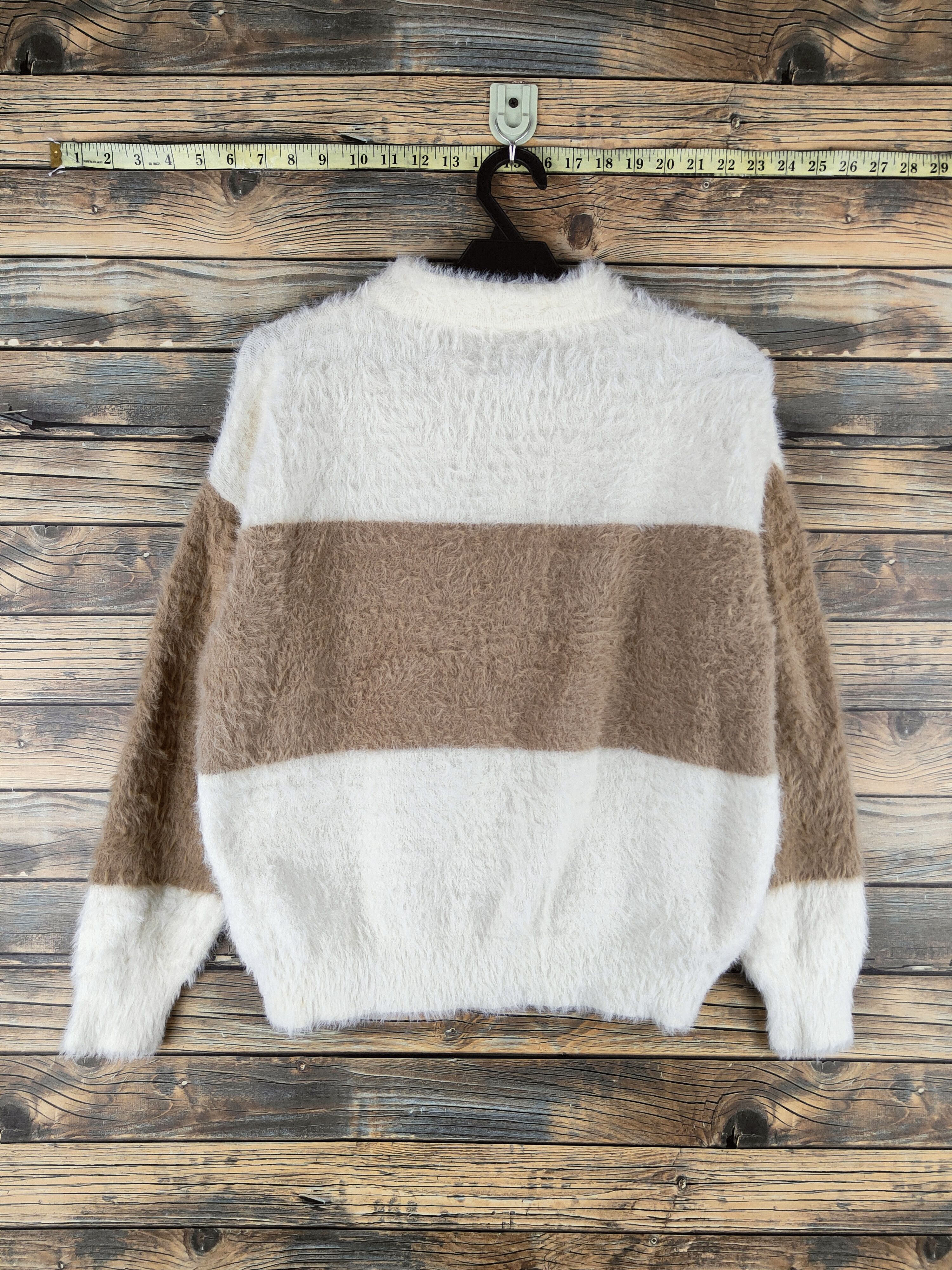 Japanese Brand DL Rope Picnic Cream Brown Fur Mohair Knitwear #46-469 Size S / US 4 / IT 40 - 7 Thumbnail
