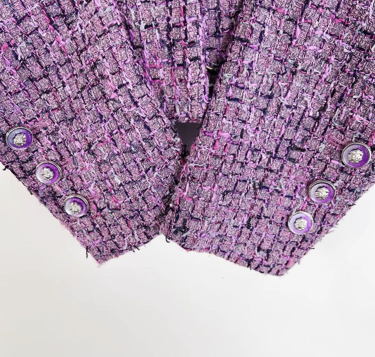 Chanel Chanel 22P Purple Plaid Tweed Lapel Short Jacket K12 Size XS / US 0-2 / IT 36-38 - 5 Thumbnail