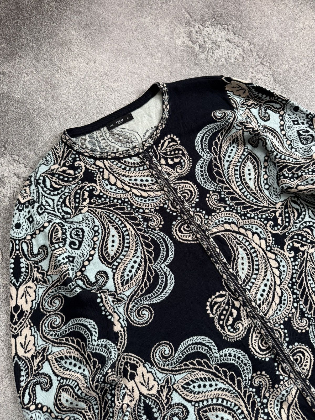Dale Of Norway × Designer × Moods of Norway Ivko 46size all printed flowers 🌹 Cardigan long sweater zip Size 3XL / US 20-22 - 2 Thumbnail
