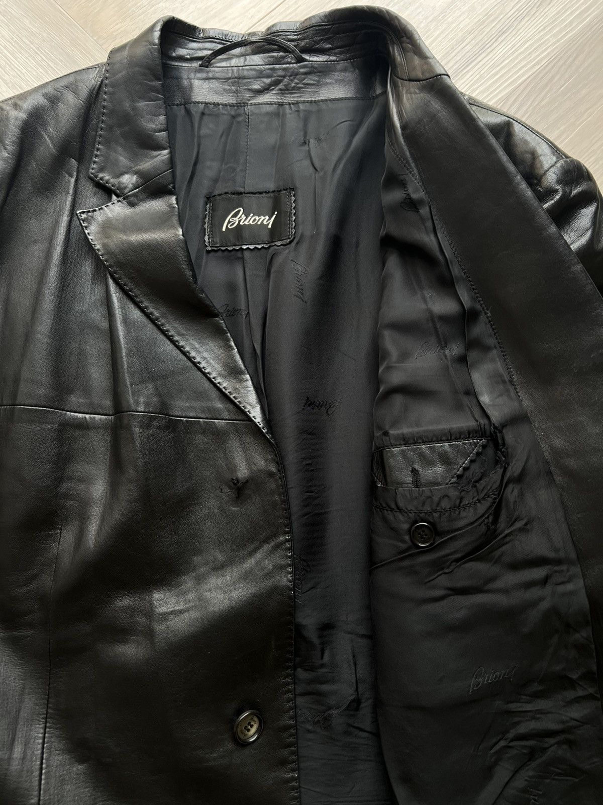 Brioni Brioni Black Leather Blazer Size US L / EU 52-54 / 3 - 3 Thumbnail